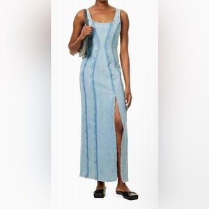 Dala Stylish Light Blue Denim Maxi Dress